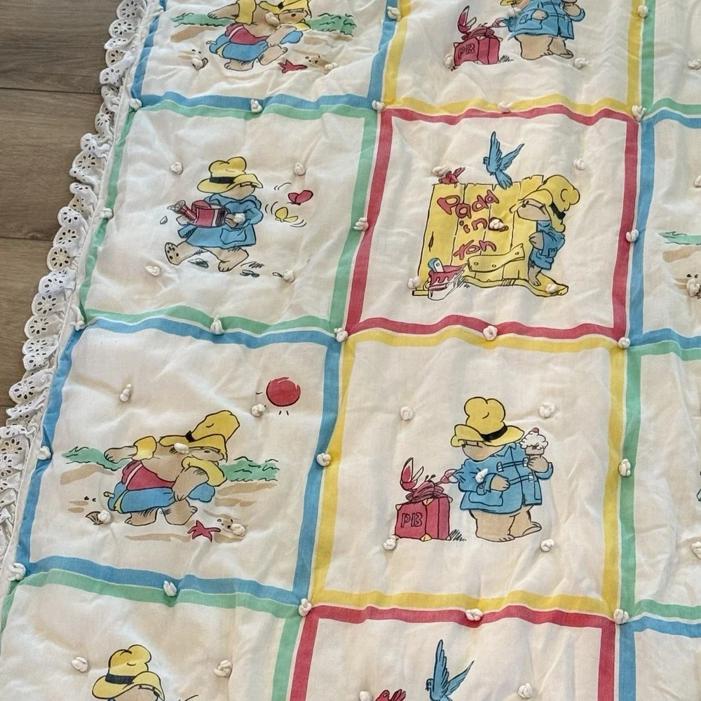 Paddington Bear Baby Crib Quilt Blanket Baby Nursery Primitive Vintage 40